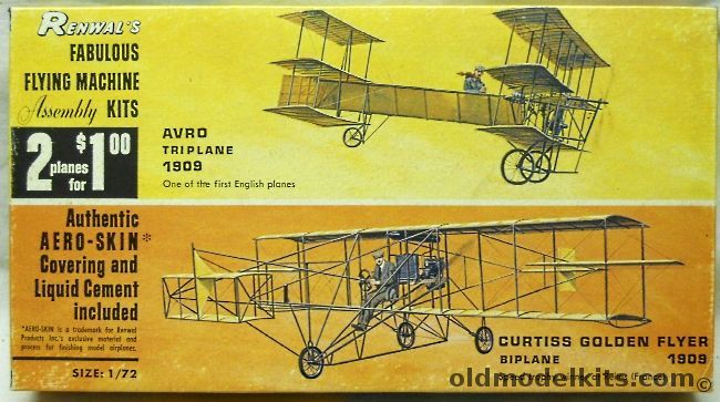 Renwal 1/72 1909 Avro Triplane and 1909 Curtiss Golden Flyer, 256-100 plastic model kit